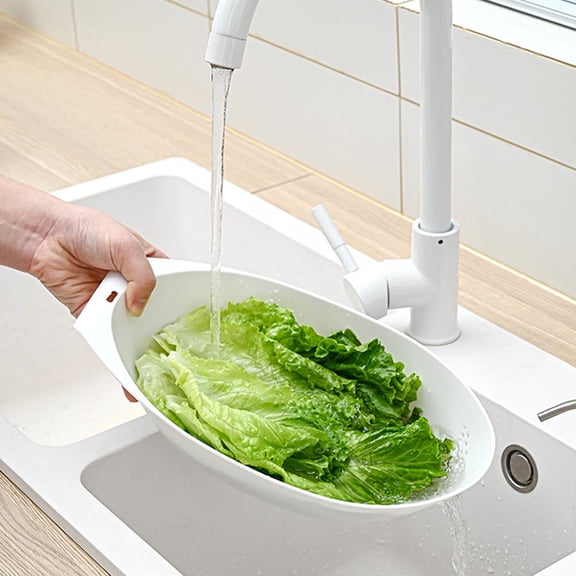 PTOOTP White Plastic Colander and Strainer for Washing Fruits and Vegetables, Perfect for Storage, 11.5 x 11.5 x 4.5 Inches