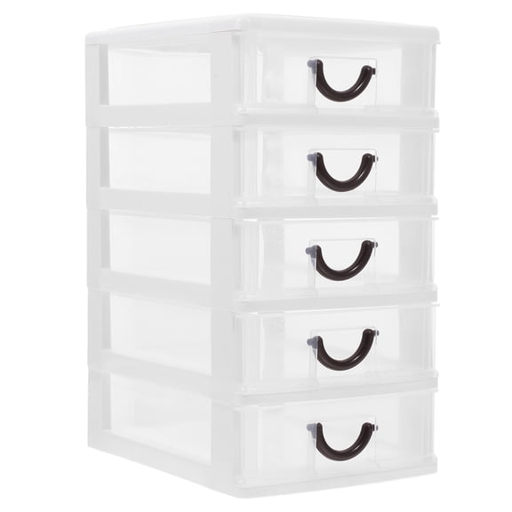 PTOOTP White Plastic 5-Drawer Storage Organizer, Large Capacity Makeup Vanity Storage Box for Desktop, Bathroom, Bedroom