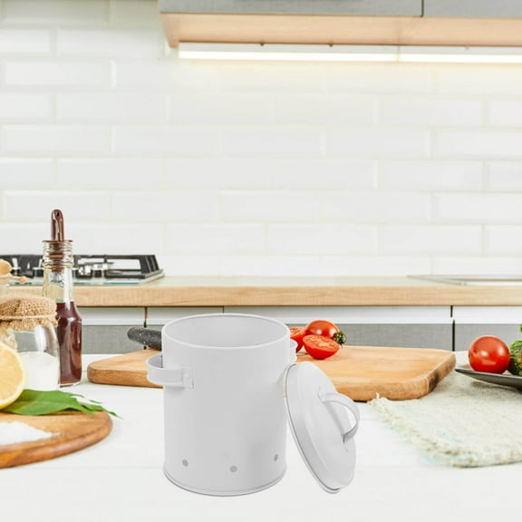 PTOOTP White Iron Kitchen Storage Bin for Onions, Potatoes, Garlic - Large Vegetable Organizer with Spacious Design
