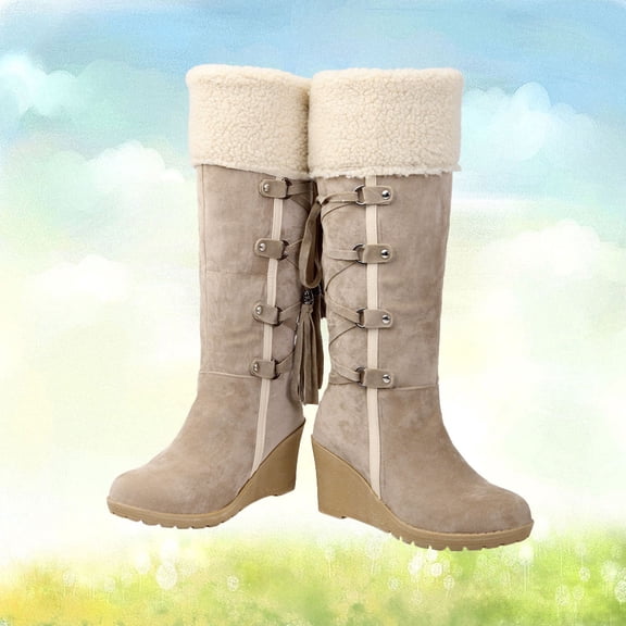 PTOOTP Women Mid-calf Boots High Boots Slipsole Design Rubber 1 Pair Comfortable for Women