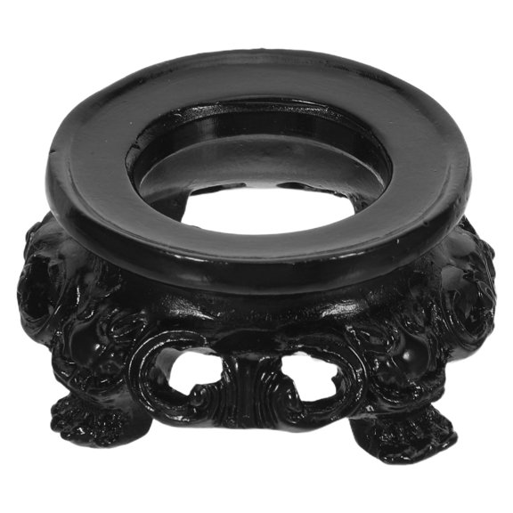 PTOOTP Black Wood Display Stand for Crystal Sphere with Carved Decorative Base
