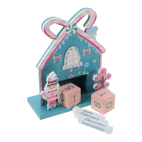 PTOOTP Wooden Christmas Table Calendar with Nutcracker and Gingerbread for Desk Decoration