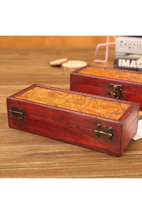 Brown Wood Pendant Storage Box with Rectangular Design, Ideal for Womens Party Accessories, 1 Piece