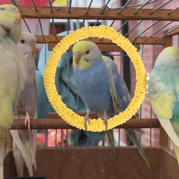 PTOOTP Yellow Bird Perching Platform Rope Swing for Cage with Beak Grinding and Climbing