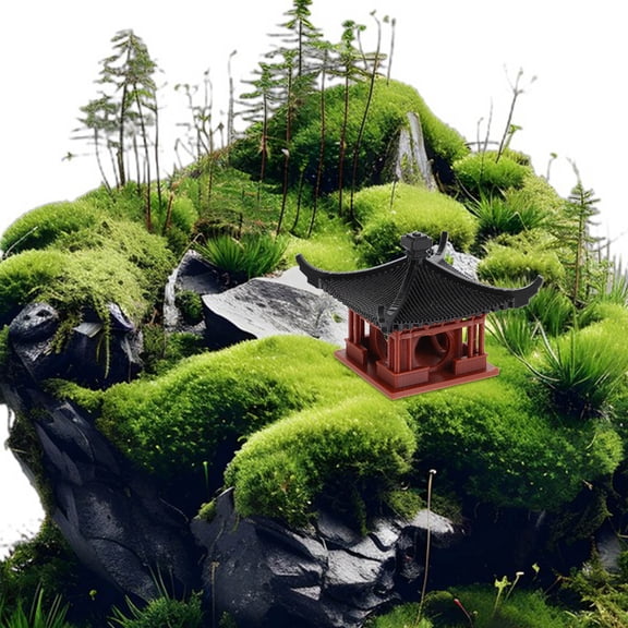 PTOOTP Realistic Light Brown Pavilion Figurine for Home and Office Zen Garden