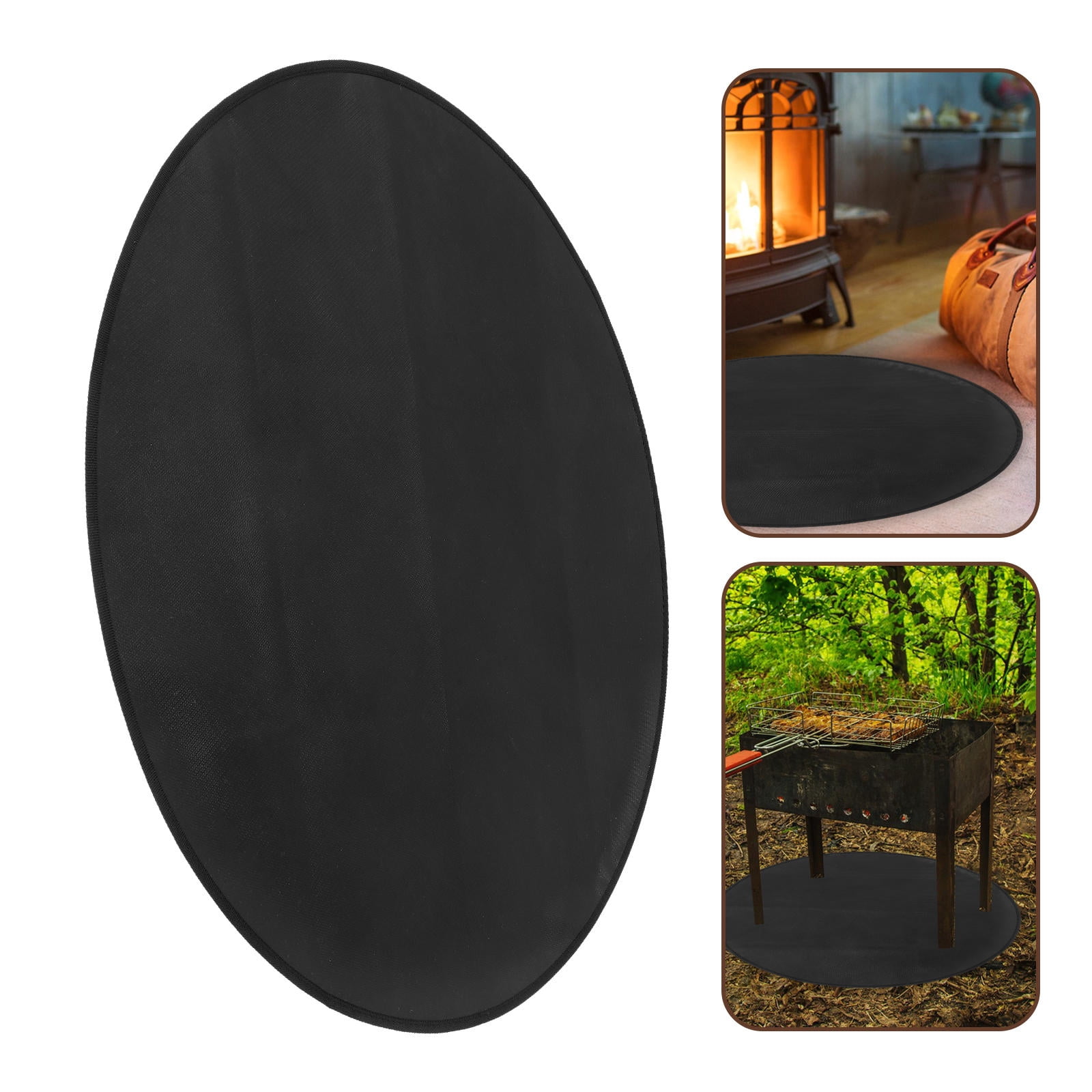 PTOOTP Fire Pit Ground Protector 1 Piece Black Fiberglass Fireproof Mat ...
