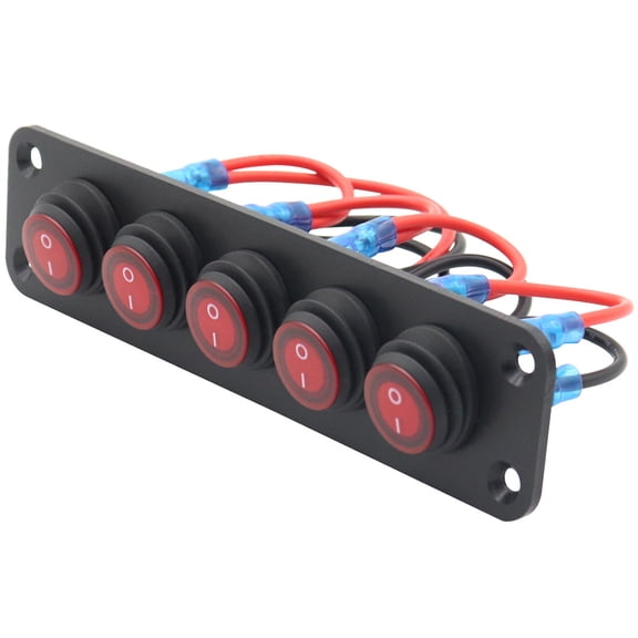 PTOOTP Boat Electrical Panel with Rocker Switches and Rubber Cover, Marine Grade Control Panel 1 Set