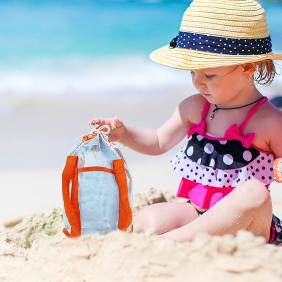 PTOOTP Drawstring Mesh Beach Bag Multi Nylon Versatile Usage Durable Materials