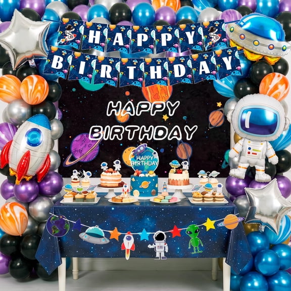 PTORZINY Outer Space Party Decorations, Astronaut Birthday Decorations VT4