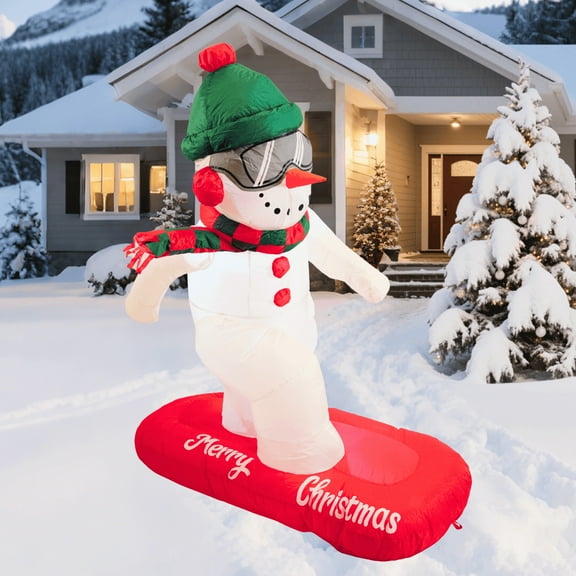 4FT Christmas Inflatable Snowman with Ski Outdoor Decoration
