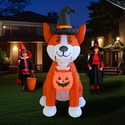 PTS 5FT Inflatable Corgi Dog with Pumpkin Outdoor Decoration