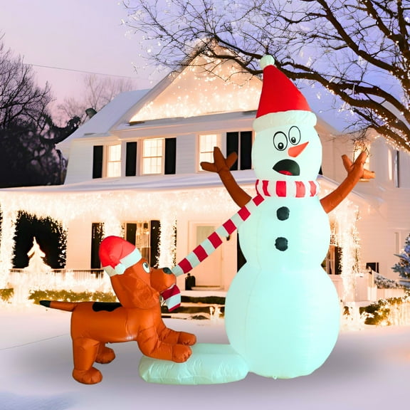 6FT Christmas Inflatable Snowman Dog Outdoor Decoration