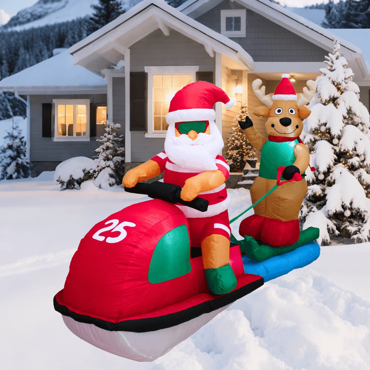 7FT Christmas Inflatable Santa Claus on Jet Ski Outdoor Decoration