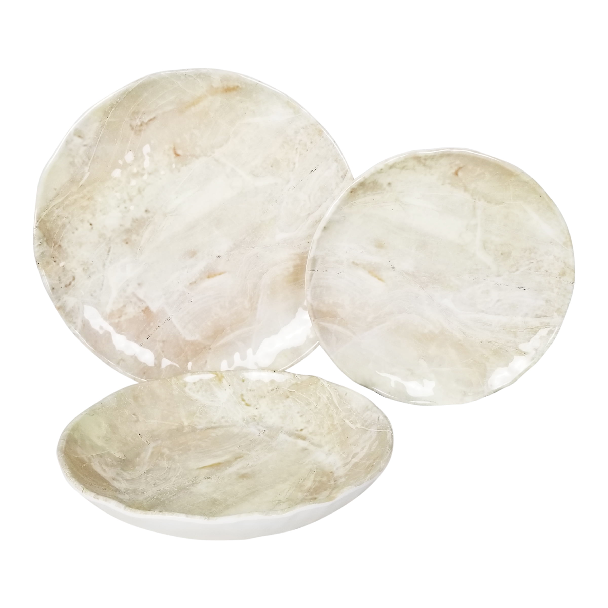 PTS America Marble Beige 12-Piece Melamine Dinnerware Set