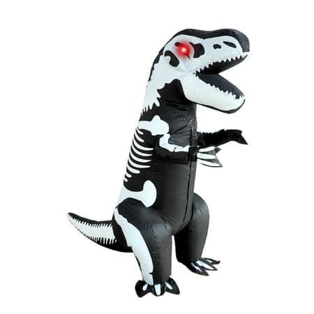 PTS Inflatable Costume Adult, Blow Up LED Light Eyes Dinosaur Skeleton Costume for Halloween Inflatables Cosplay Party