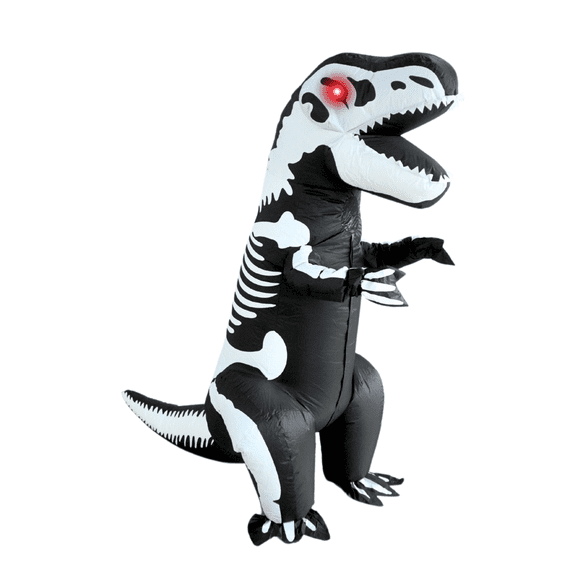 PTS Inflatable Costume Kid, Blow Up LED Light Eyes Dinosaur Skeleton Costume for Halloween Inflatables Cosplay Party