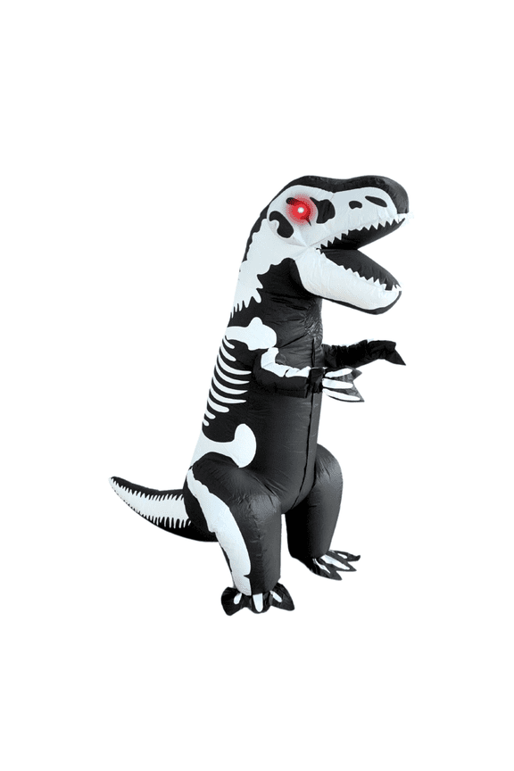 Inflatable Costume Kid, Blow Up LED Light Eyes Dinosaur Skeleton Costume for Halloween Inflatables Cosplay Party