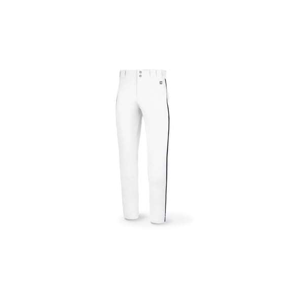 PTS8120P Full Length Tapered Baseball Pant With 4-Way Stretch With Leg Piping White/Navy Size M