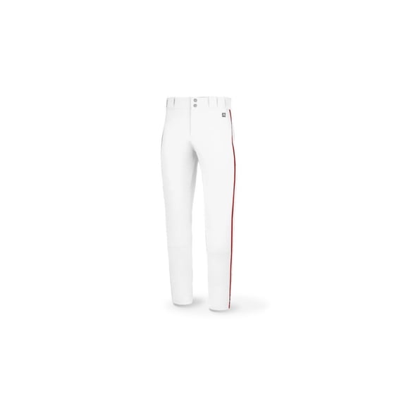 PTS8120P Full Length Tapered Baseball Pant With 4-Way Stretch With Leg Piping White/Red Size L