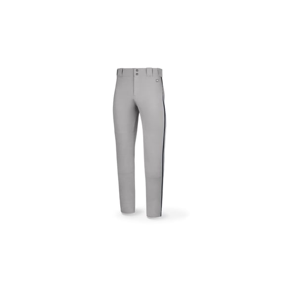 PTS8120PY Youth Full Length Tapered Baseball Pant w/ Leg Piping Grey/Navy Size YM