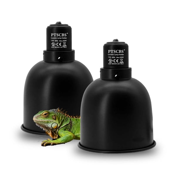 PTSCBS 5.5 Inch Dual Reptile Heat Lamp Fixture with Independent Switches, Max 160W x2 E26 Terrarium Light for Turtle Tank Heater, Bearded Dragon Tank Accessories, Reptile Heat Lamp