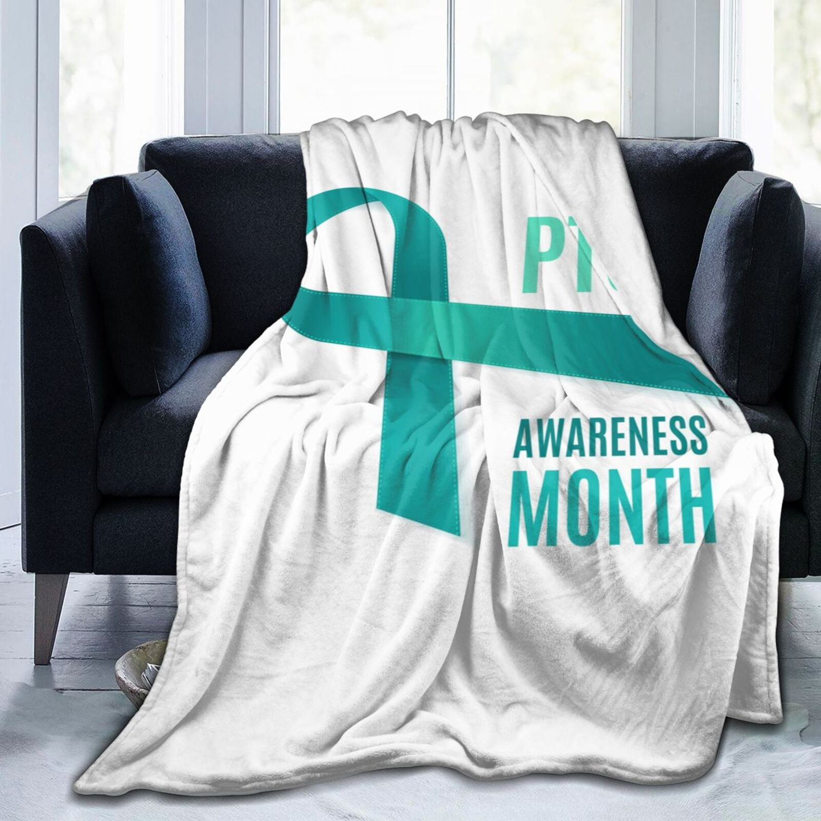 PTSD Awareness Month Throw Blanket Soft Cozy Warm Durable Fuzzy Flannel Blankets 40 x 30 Inches for Couch Sofa Bed