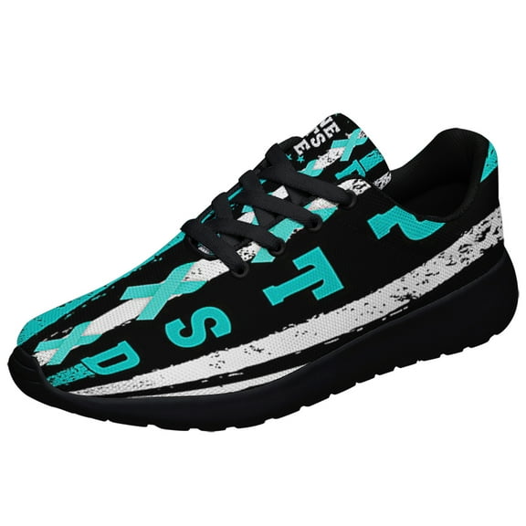 PTSD Awareness No One Fights Alone Shoes Sneakers Black Size 3.5