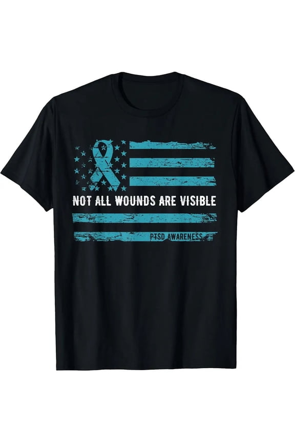 PTSD Awareness Not All Wounds Are Visible Veteran Support Unisex T-Shirt, S - 5XL