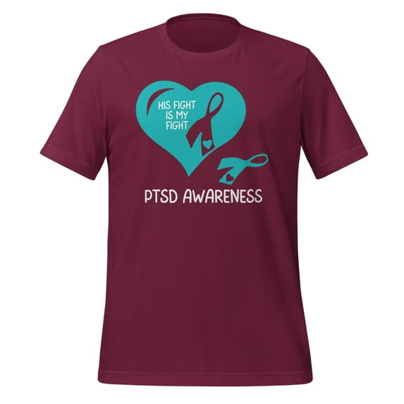 PTSD Awareness Shirt, Unisex, PTSD Shirt, PTSD Warrior, PTSD Awareness Gift, PTSD Awareness T-Shirt, PTSD Support, PTSD Ribbon, PTSD Month (Maroon, 3XL)