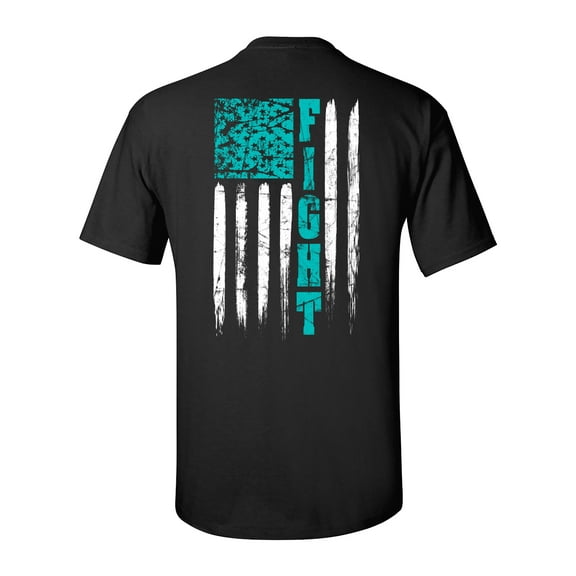 PTSD Fight PTSD American Flag Adult Short Sleeve T-Shirt-Black-Small