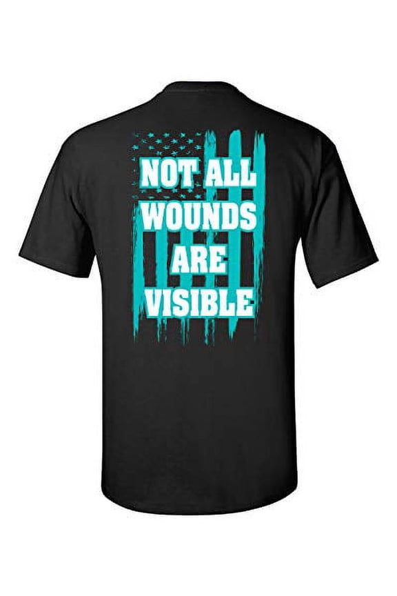 PTSD Not All Wounds are Visible Adult Short Sleeve T-Shirt-Black-Medium