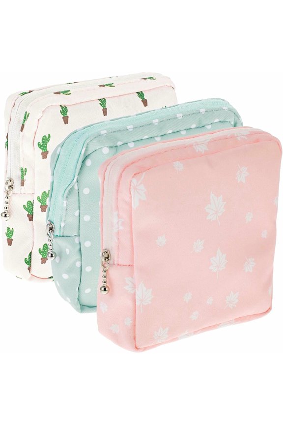 3 PCS Sanitary Pad Storage Bag Portable Period Bag for Pads/Sanitary Napkins/Tampons, Sanitary Napkin Storage Bags First Period Gifts for Daily Hygiene Bags Travel Containers