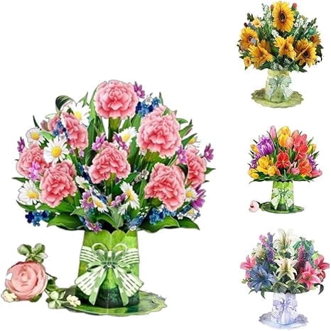 PTSPLLMY 3D Mother's Day Flower Pop-Up Card, Jumbo Tulip Flower Pop-Up Card – Detachable 3D Standing Paper Bouquet – Everlasting Mother's Day for Mom & Grandma Forever Bloom Love