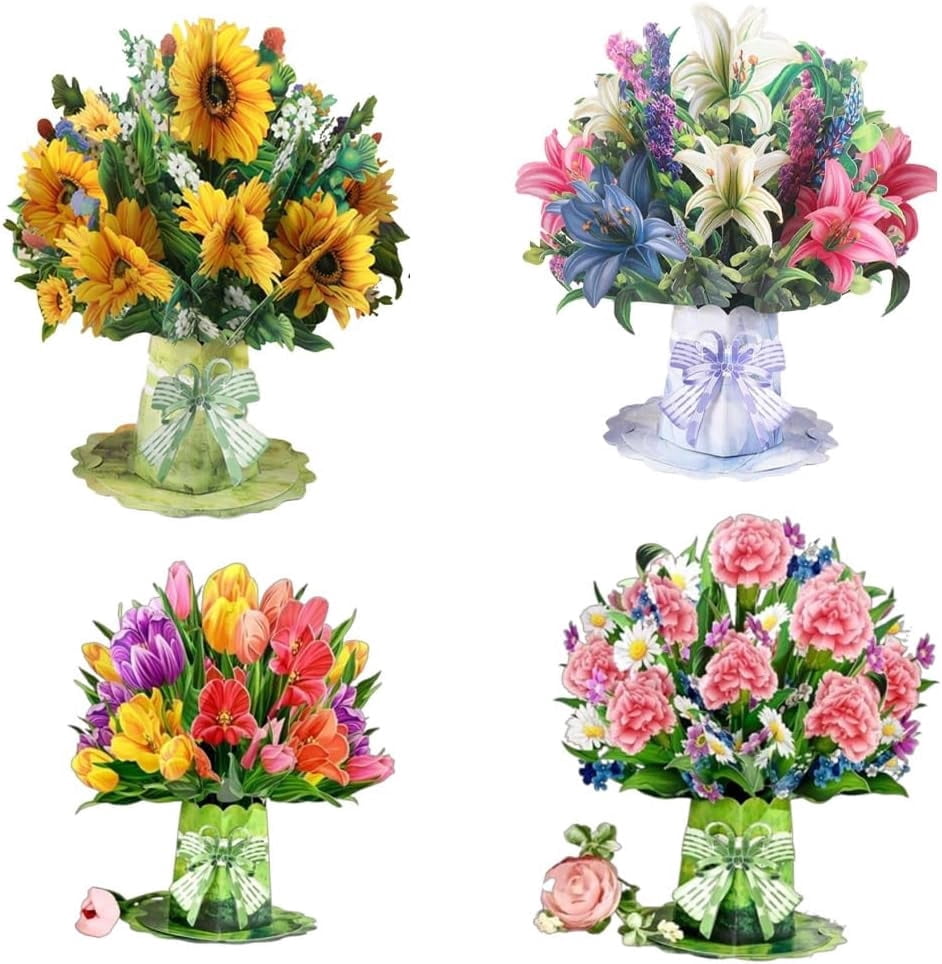 PTSPLLMY 3D Mother's Day Flower Pop-Up Card, Jumbo Tulip Flower Pop-Up Card – Detachable 3D Standing Paper Bouquet – Everlasting Mother's Day for Mom & Grandma Forever Bloom Love
