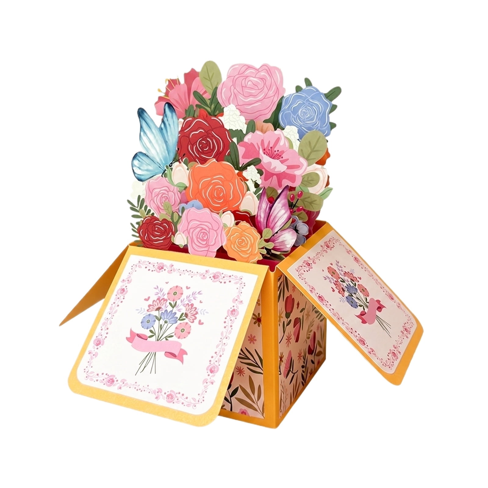 PTSPLLMY 3D Pop Up Mother's Day Card Pink Flower Bouquet Design Birthday Thank You Greeting Card for Mom Grandma Wife Gift