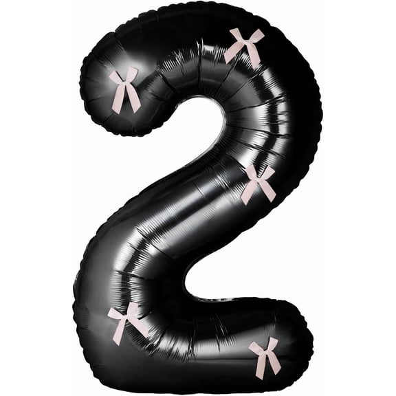 PTSPLLMY 40 Inch White Number Balloons with Pink Bow Coquette Birthday Decorations Giant Number 2 Foil Balloon For Girl’s Pink Bow Birthday Party, Anniversary, Wedding, Proposal, Graduation Decor