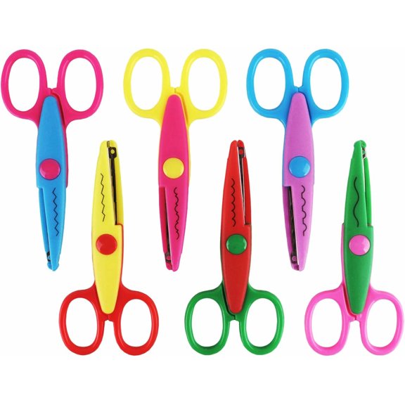 PTSPLLMY 6-Pack Craft Scissors, Decorative Edge Scissors with Zigzag & Wave Patterns, Colorful Scissors for Paper Cutting, Scrapbooking, Card Making and DIY Art Projects