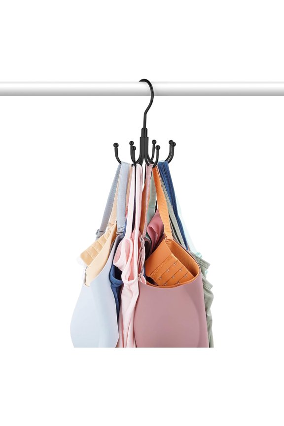 Bra Hanger for Closet, Tank Top Organizer, Max 24 Capacity Rotatable Metal Space Saving Hanger Sport Bra Storage, Silver 1 Pack