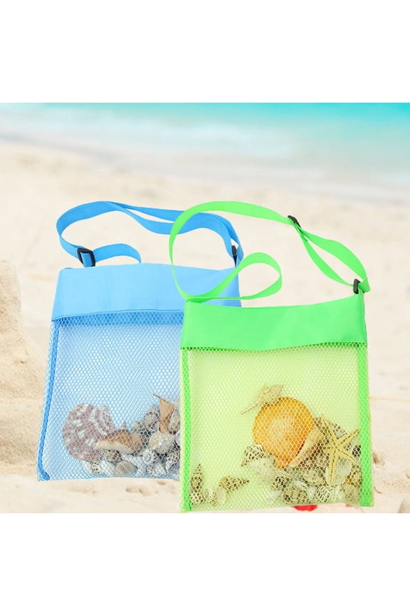 Colorful Mesh Beach Bags Sea Shell Bags Beach Shell Bags Adjustable Carrying Straps Bags for Kids