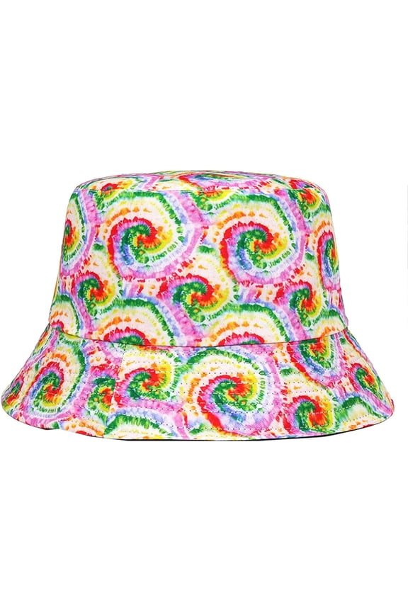 Colorful Tie Dye Bucket Hat for Women Rainbow-Vortex Bucket Cap Summer Sunscreen Fashion Reversible Fisherman Hat