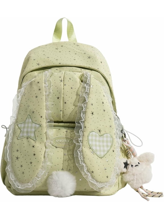 Cute Cartoon Animal Rabbit Bunny Backpack Y2K Star Print Coquette Kawaii Backpacks