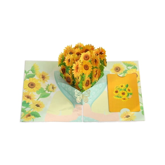 PTSPLLMY Daisy Pop Up Cards 3D Greeting Card Flower Butterfly Flower Bouquet Card 5.9" X 7.9" for Birthday, Mothers Day, Valentines Day, Mom, Wife