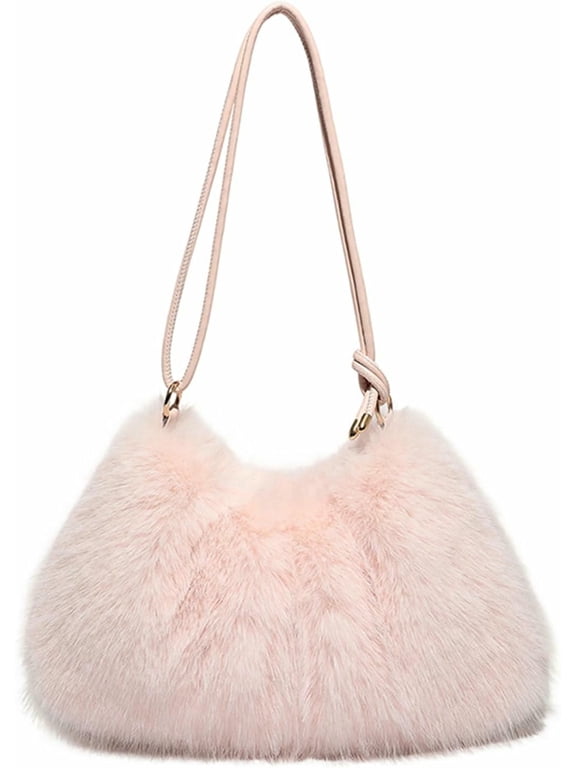 Fluffy Tote Bag Winter Faux Fur Purses for Women Fuzzy Shoulder Handbag Furry Handbag Plush Bags