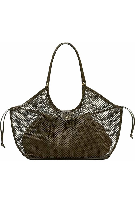 Large Mesh Hobo for Women Summer Beach Bag with Inner Bag Large Tote Elegant Purses for Vacation Travel