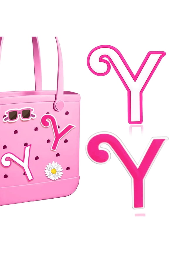 Letter Charms for Bogg Bag A-Z, 2Pcs Alphabet Charm Accessories for Bogg Bag for Simply Southern Bag Original All Models, Silicone Insert Decorative Letterring Attachments for Beach Tote Bags