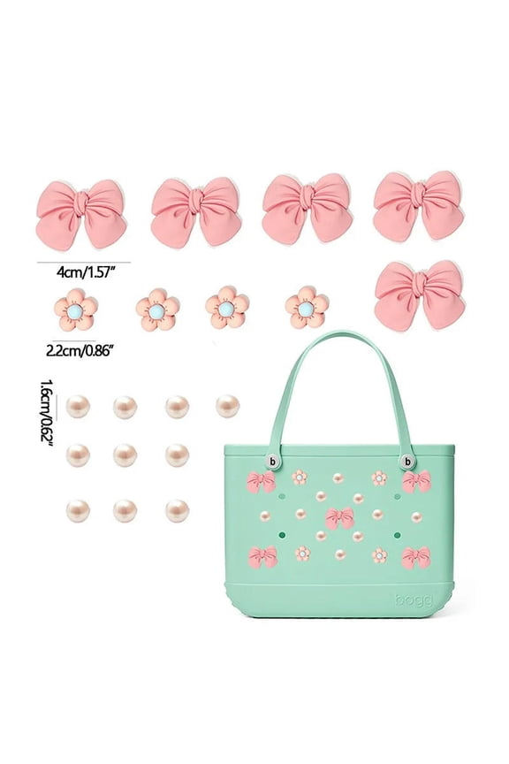 Ludolm Charms for Bogg Bags,Pearls and Butterfly Flowers for Bogg Bag Accessories Charms Compatible with Simply Southern Beach Tote, Insert for Beach Tote