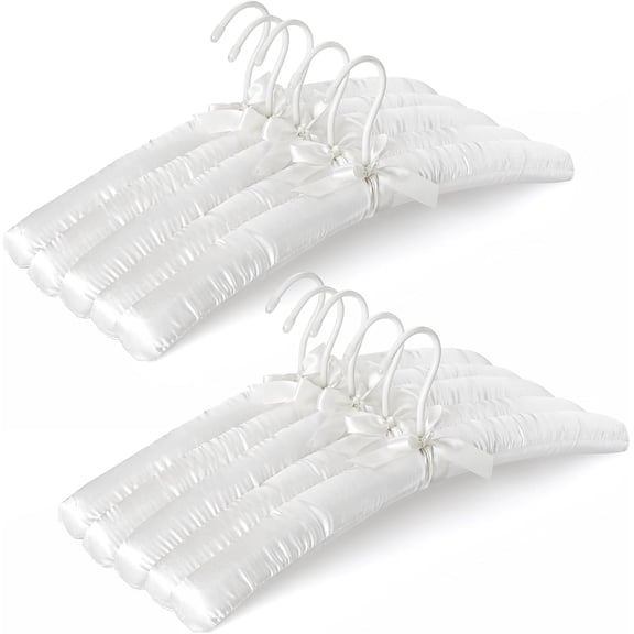 PTSPLLMY Padded Hangers for Women Clothing,17-inch Satin Hangers 5 Pack Thick Foam Padded No Shoulder Bump for Sweaters, Coat, Blouses, Dresses-Pink,CT18P