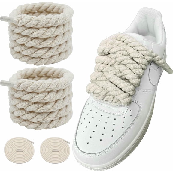 PTSPLLMY Rope Shoe Laces, Black Thick Rope Shoelaces for Air Force 1 AF1 Sneakers Designer Jumbo Big Chunky Fat Shoe Laces