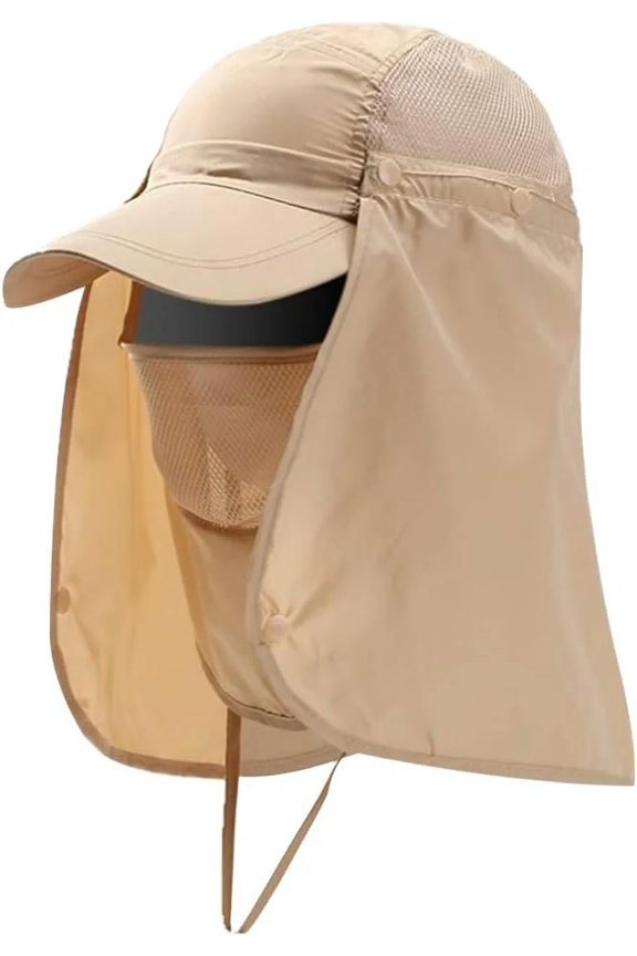 Unisex UPF 50+ 360° Sun UV Protection Sunhat with Face Neck Flap Portable Foldable Baseball Cap