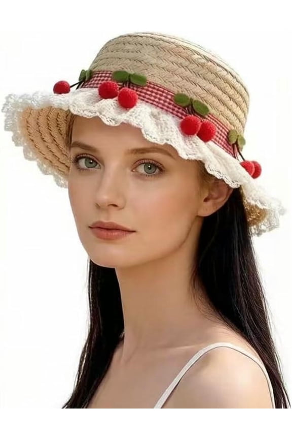 Victorian Hat Beach Sun Hat with Long Ribbon Vintage Women Casual Brimmed Hat